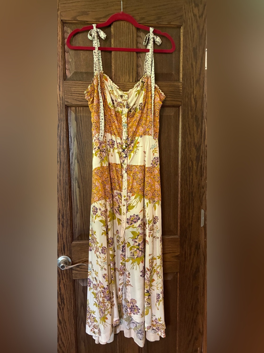 Free People Cream Maxi Dress with Mustard and Lilac Floral - Picture 2 of 8
